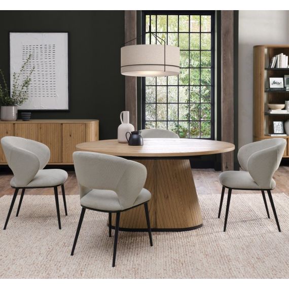 Vega Rustic Oak & Peppercorn Oval Dining Table - 4 Seater