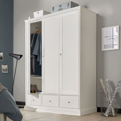 Ashby White Painted Triple Wardrobe with Drawers - Ashby Bedroom Furniture