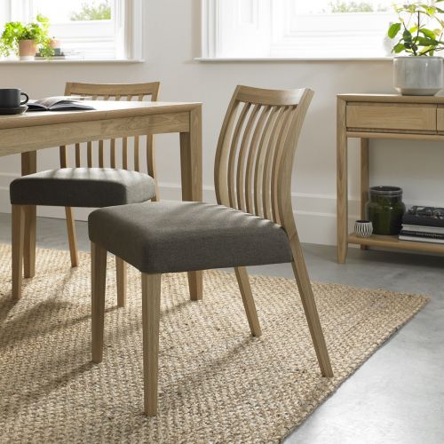 Bergen Oak Low Slat Back Dining Chair - Black Gold Fabric (Pair)