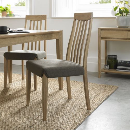 Bergen Oak Slat Back Dining Chair - Black Gold Fabric (Pair)