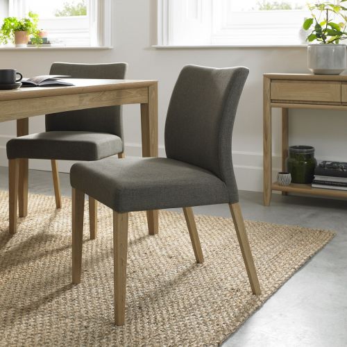 Bergen Oak Upholstered Dining Chair - Black Gold Fabric (Pair)
