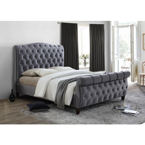 Colorado Grey Fabric Sleigh Bed
