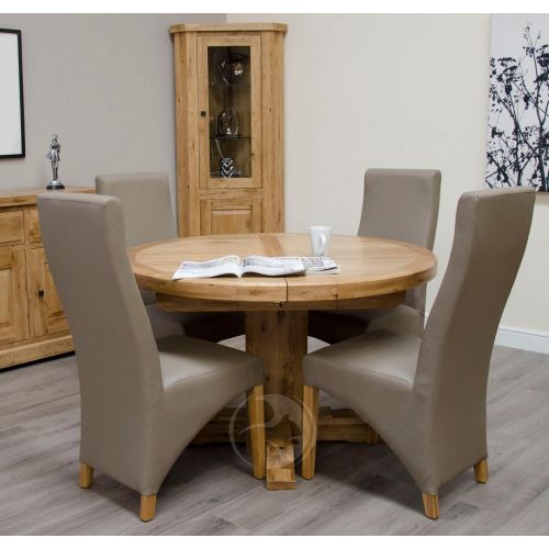 Coniston Rustic Solid Oak Round Extending Dining Table