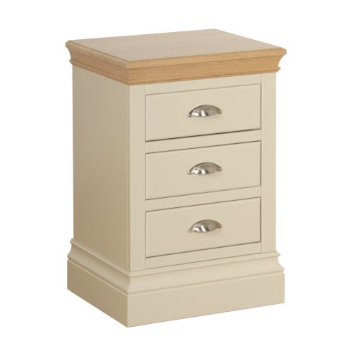 Country Oak and Painted Compact 3 Drawer Bedside Chest.