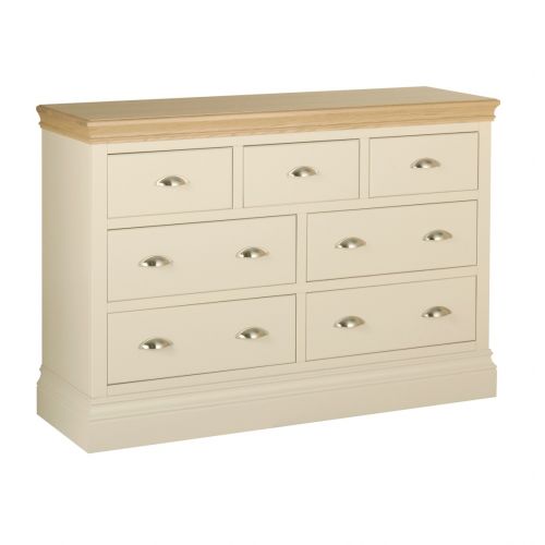 Country Oak and Painted 7 Drawer Wide Chest.