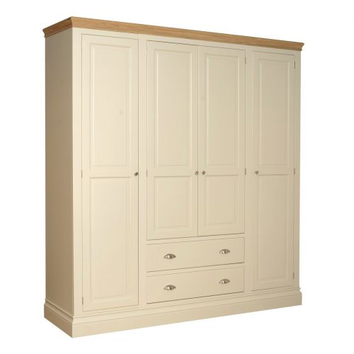 Country Oak and Painted Quad Wardrobe with Drawers.
