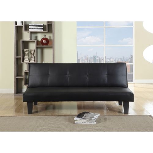Franklin 3 Seater Leather Sofa Bed - Black