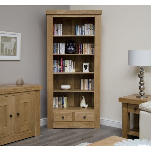 French Bordeaux Oak Large Bookcase with Drawers