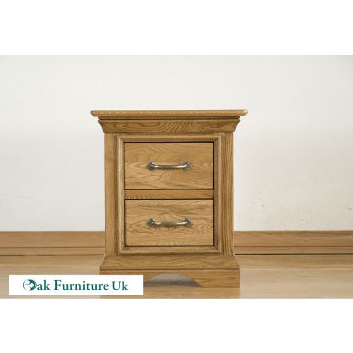 French Style Solid American White Oak 2 Drawer Bedside Chest