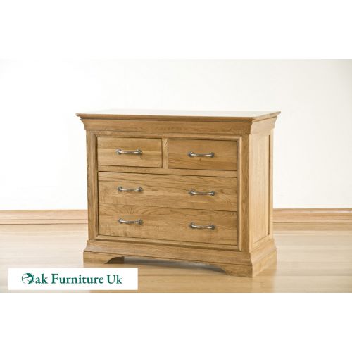 French Style Solid American White Oak 4 Drawer Chest