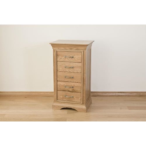 French Style Solid American White Oak 5 Drawer Tallboy