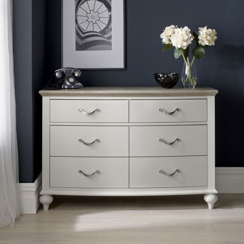 Montreux Grey Washed Oak & Soft Grey Painted 6 Drawer Wide Chest