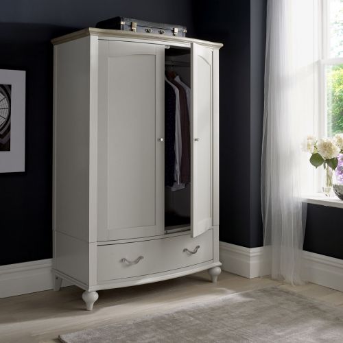 Montreux Grey Washed Oak & Soft Grey Painted Double Wardrobe - Montreux Furniture