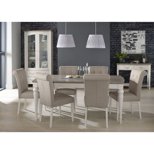 Montreux Grey Washed Oak & Soft Grey Painted Large Extending Dining Table - Montreux Furniture