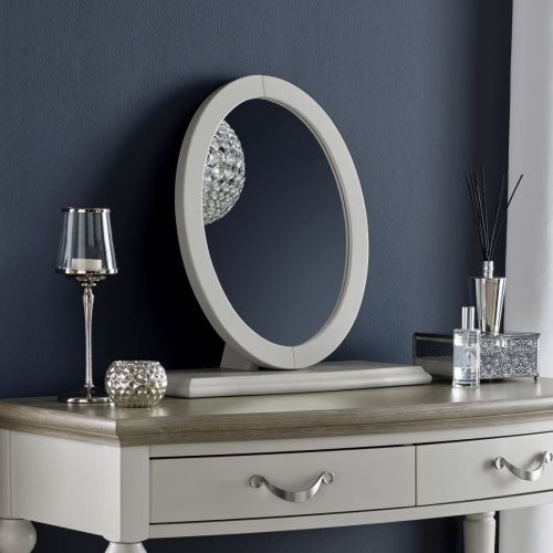 Montreux Soft Grey Painted Oval Dressing Table Mirror - Montreux Furniture