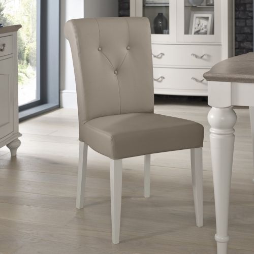 Montreux Soft Grey Painted Upholstered Dining Chair - Grey Bonded Leather - Montreux Furniture