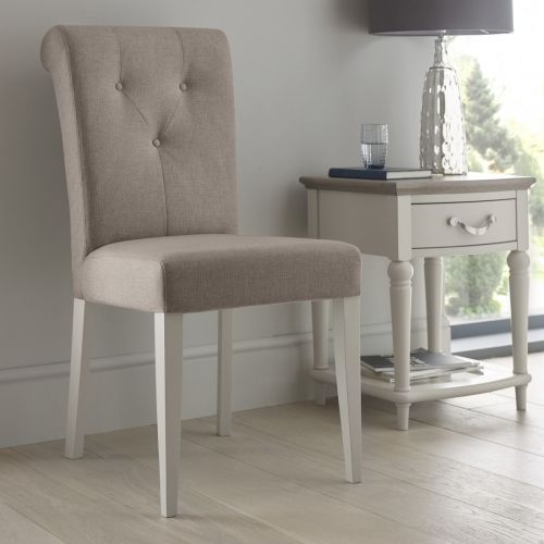 Montreux Soft Grey Painted Upholstered Dining Chair - Pebble Grey Fabric - Montreux Furniture
