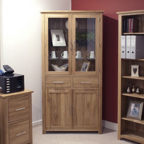 Opus Solid Oak 4 Door Library Unit/ Display Cabinet.