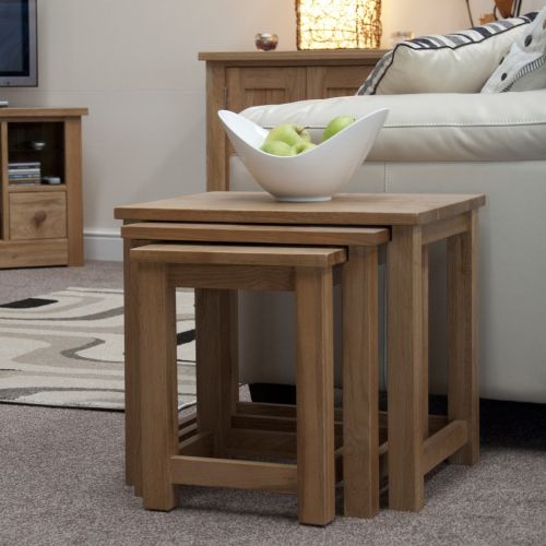 Opus Solid Oak Nest Of 3 Tables