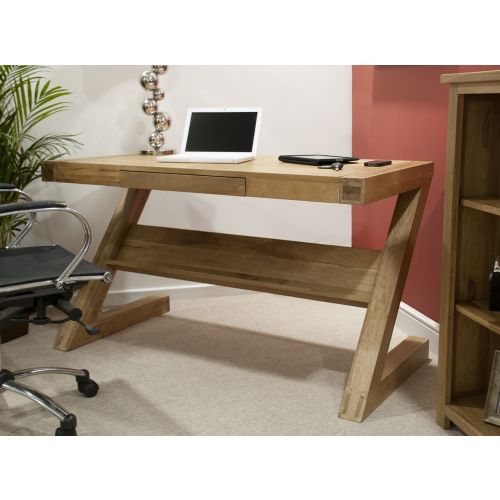 Opus Solid Oak Z Shape Computer Desk.