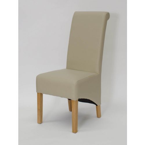 Richmond Bone Matt Leather Dining Chair with Solid Oak Legs.