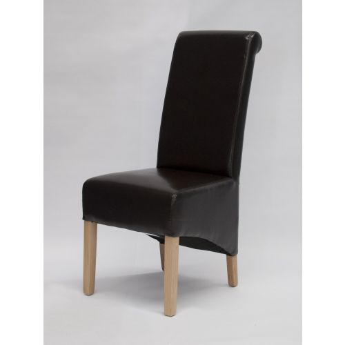 Richmond Brown Leather Dining Chair Solid Oak Legs