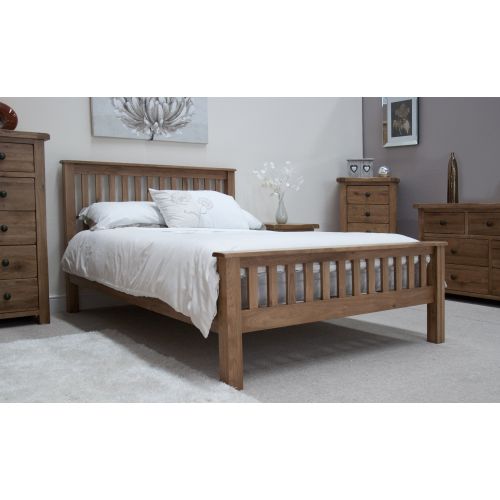 Rustic Solid Oak 4' 6" Double Bed