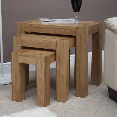 Trend Solid Oak Nest of 3 Tables