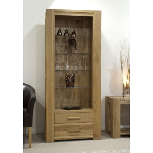 Trend Solid Oak Tall Bookcase with glass shelves
