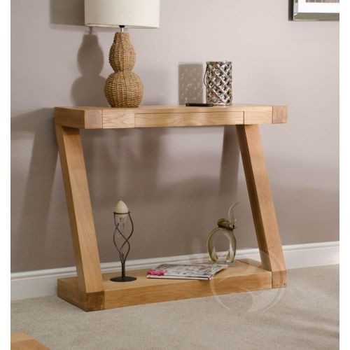 Z Shape Solid Oak Hall/ Console Table