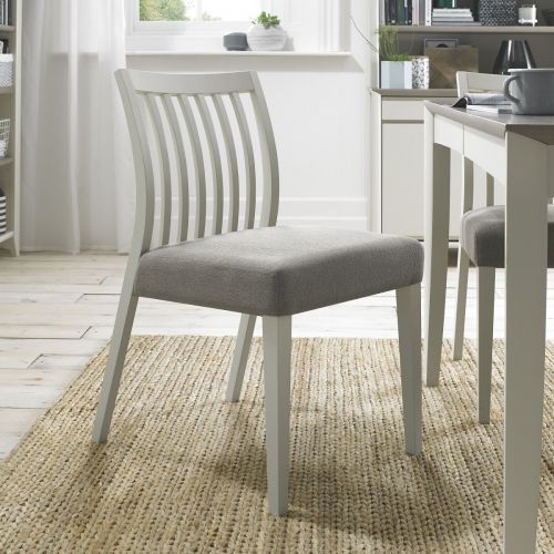 Bergen Soft Grey Low Slat Back Dining Chair - Titanium Fabric (Pair)
