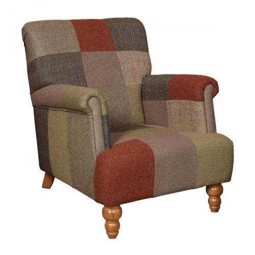Burford Harlequin Armchair - Patchwork Harris Tweed Vintage Chair
