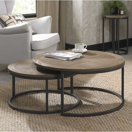 Chevron Weathered Ash Nest of Coffee Tables