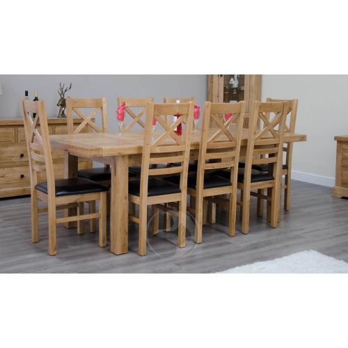 Coniston Deluxe 180-260cm Rustic Solid Oak Large Extending Dining Table and Chair Set