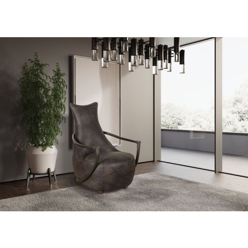 Dallas Retro Relax Chair - Grey Leather