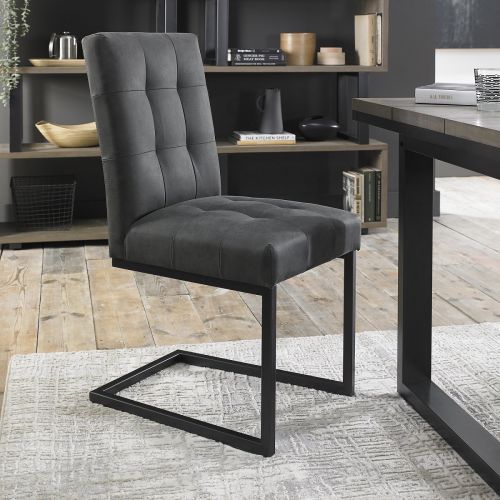 Indus Cantilever Dining Chair - Dark Grey Fabric (Pair)