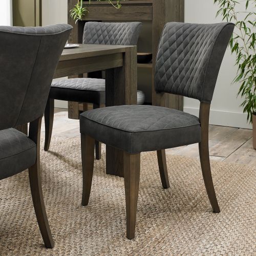 Logan Fumed Oak Dining Chair - Dark Grey Fabric (Pair)