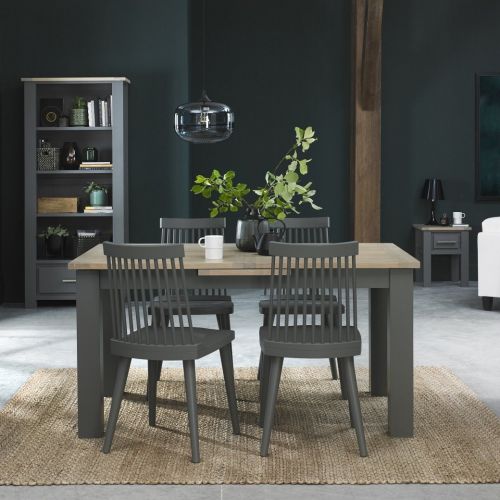 Oakham Dark Grey & Scandi Oak Extending Dining Table - 4-6 Seater