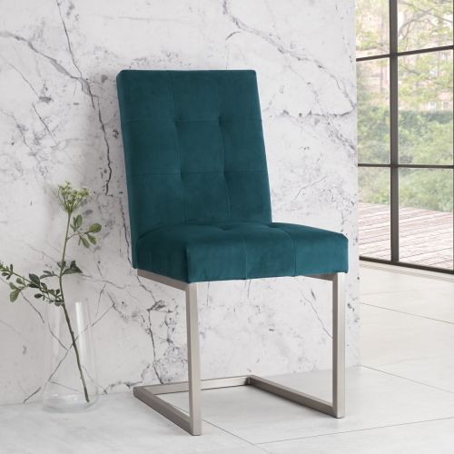 Tivoli Cantilever Dining Chair - Sea Green Velvet (Pair)