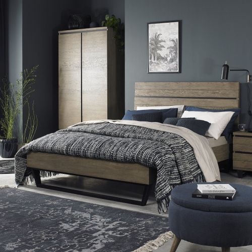 Tivoli Weathered Oak Double Bed - Low Foot End