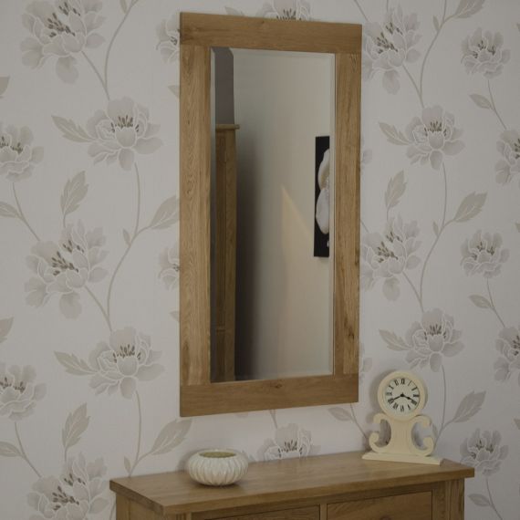 115cm x 60cm Solid Oak Wall Mirror