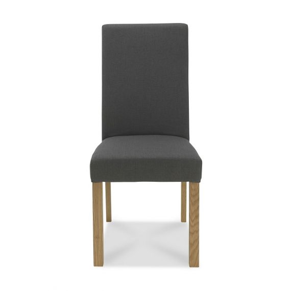 Parker Light Oak Square Back Dining Chair - Cold Steel Fabric (Pair)