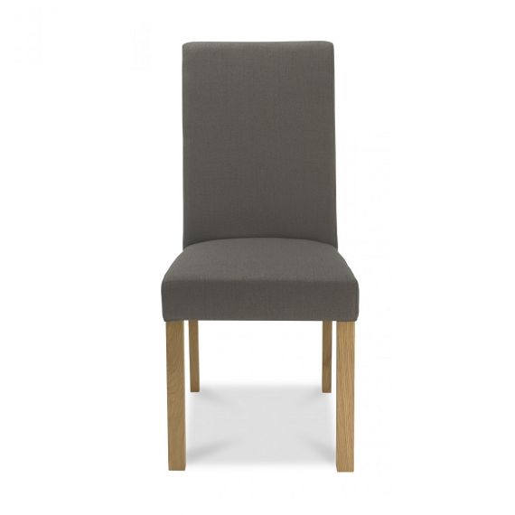 Parker Light Oak Square Back Dining Chair - Titanium Fabric (Pair)