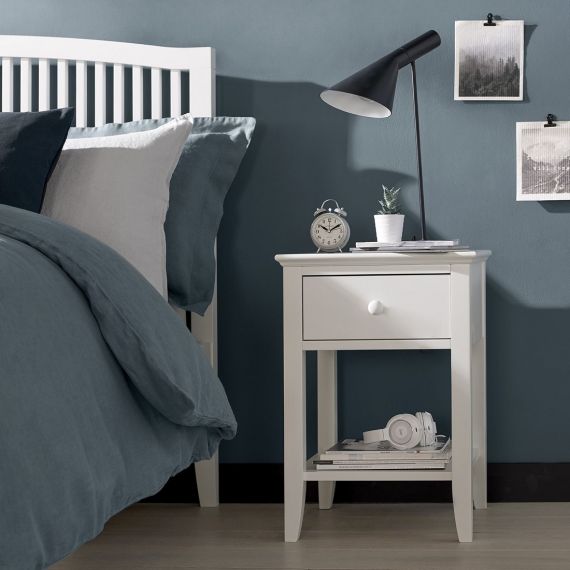 Ashby White Painted 1 Drawer Bedside Table - Ashby Bedroom Furniture