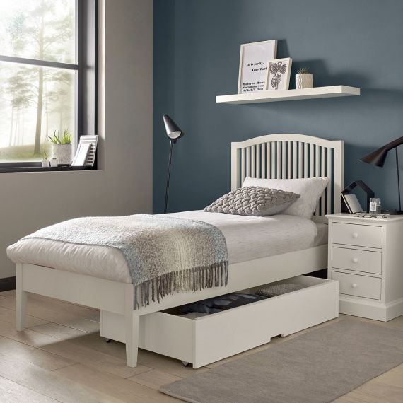 Ashby White Painted Slatted Single Bed - Ashby Bedroom Furniture