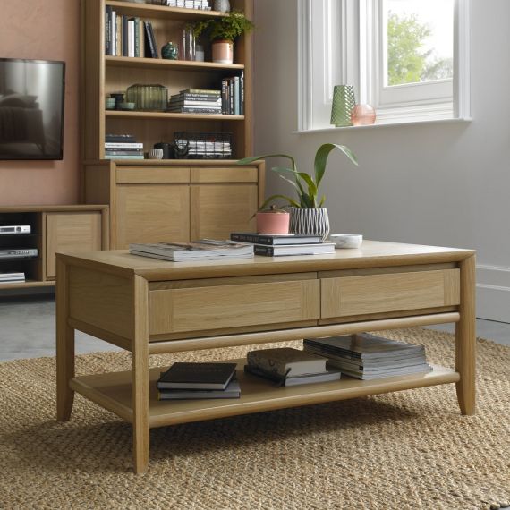 Bergen Oak Coffee Table with Drawers