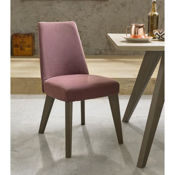 Cadell Weathered Oak Mulberry Fabric Dining Chair (Pair) - Cadell Furniture