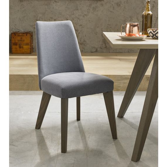 Cadell Weathered Oak Slate Blue Fabric Dining Chair (Pair) - Cadell Furniture