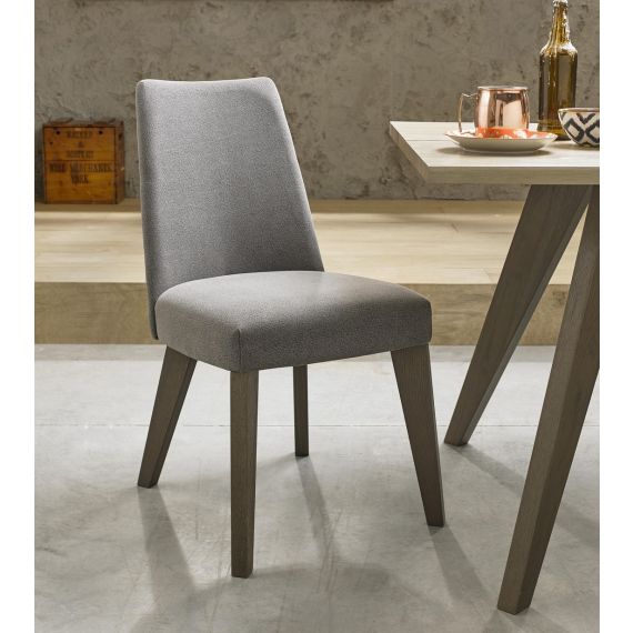 Cadell Weathered Oak Smoke Grey Fabric Dining Chair (Pair) - Cadell Furniture