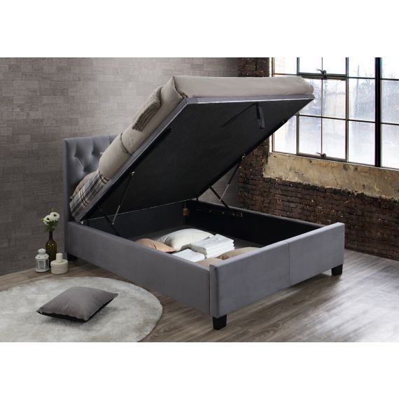 Cologne Grey Fabric Ottoman Bed